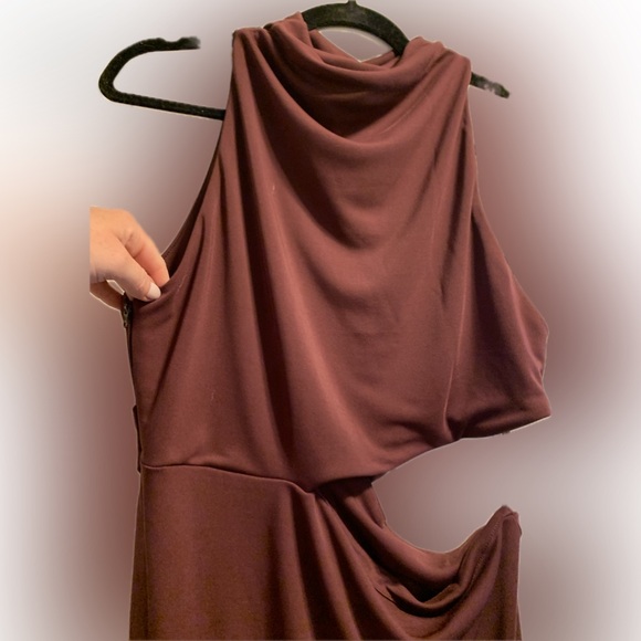 ASOS Design High-Neck Drape Cut Out Midi Dress size 12 "Plum" - Picture 5 of 14